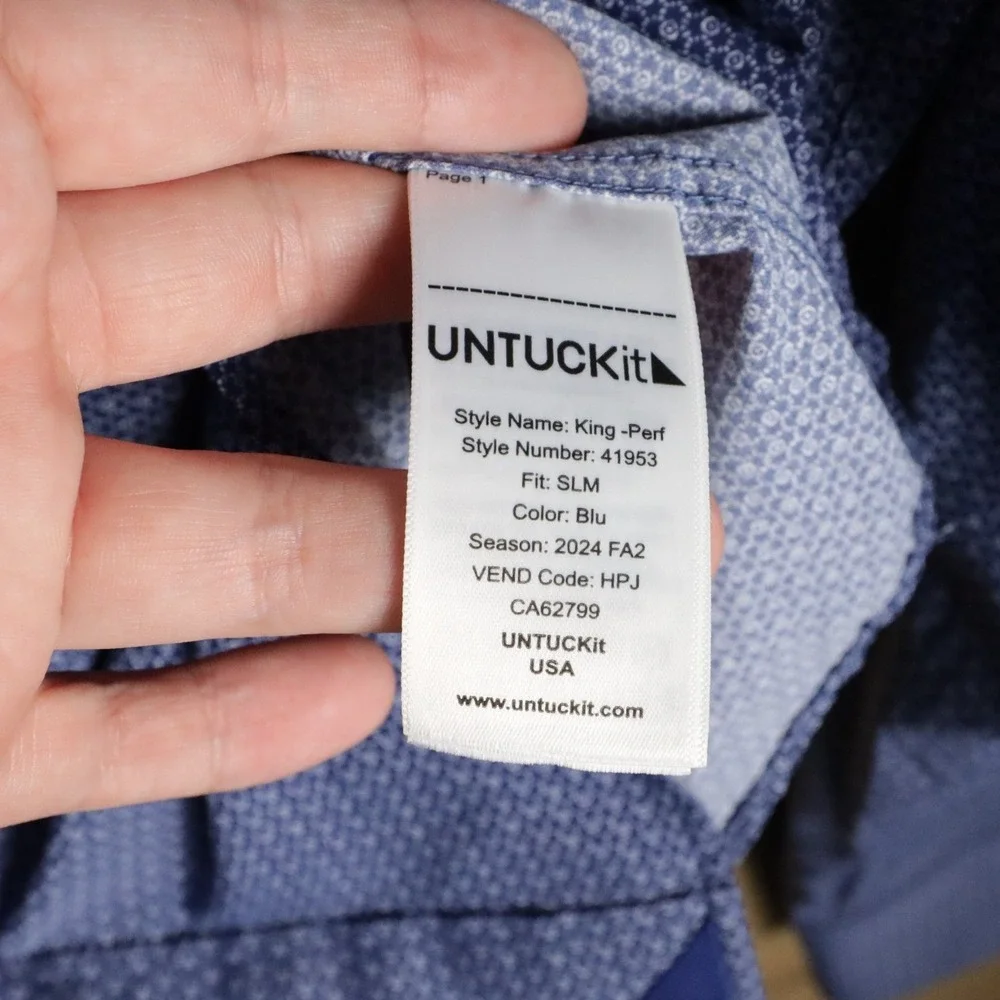 2x UNTUCKit Mens Large Slim Fit Button Down Long Sleeve Shirt Blue/Maroon - Picture 5 of 15